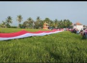 HUT RI,  Warga Bentangkan  Bendera Merah Putih Sepanjang 78 Meter di Tengah Sawah