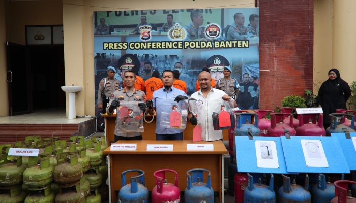 Ditreskrimsus Polda Banten Tangkap Empat Pelaku Pengoplos Gas LPG Bersubsidi