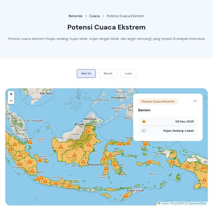 Polda Banten Imbau Warga Waspada Cuaca Ekstrem, BMKG Prediksi Hujan Lebat